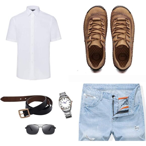 Alcubieree Men Brown Leather Casual Fashion Loafer Driving Rubber Sole Sneakers - Picture 7 of 8